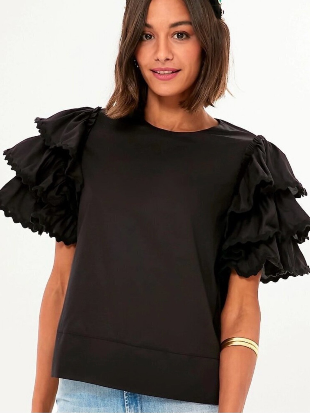 Harshman Juliette blouse Black Ruffle Sleeve Women's Top